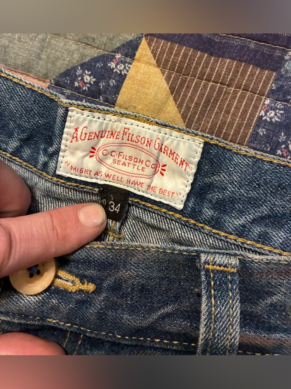 VTG. CC FILSON DOUBLE KNEE HEAVY DENIM JEANS- SIZE 34x32 - Picture 7 of 12